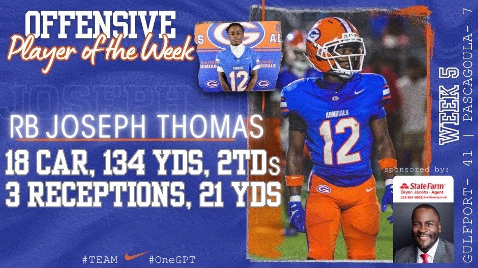 Gulfport_FB's tweet photo. 🚨PLAYERS OF THE WEEK🚨
🆚 Pascagoula

#Hooyah | #OneGPT | #TEAM ⚓️🟧🟦 https://t.co/Epl4h9t7Fc