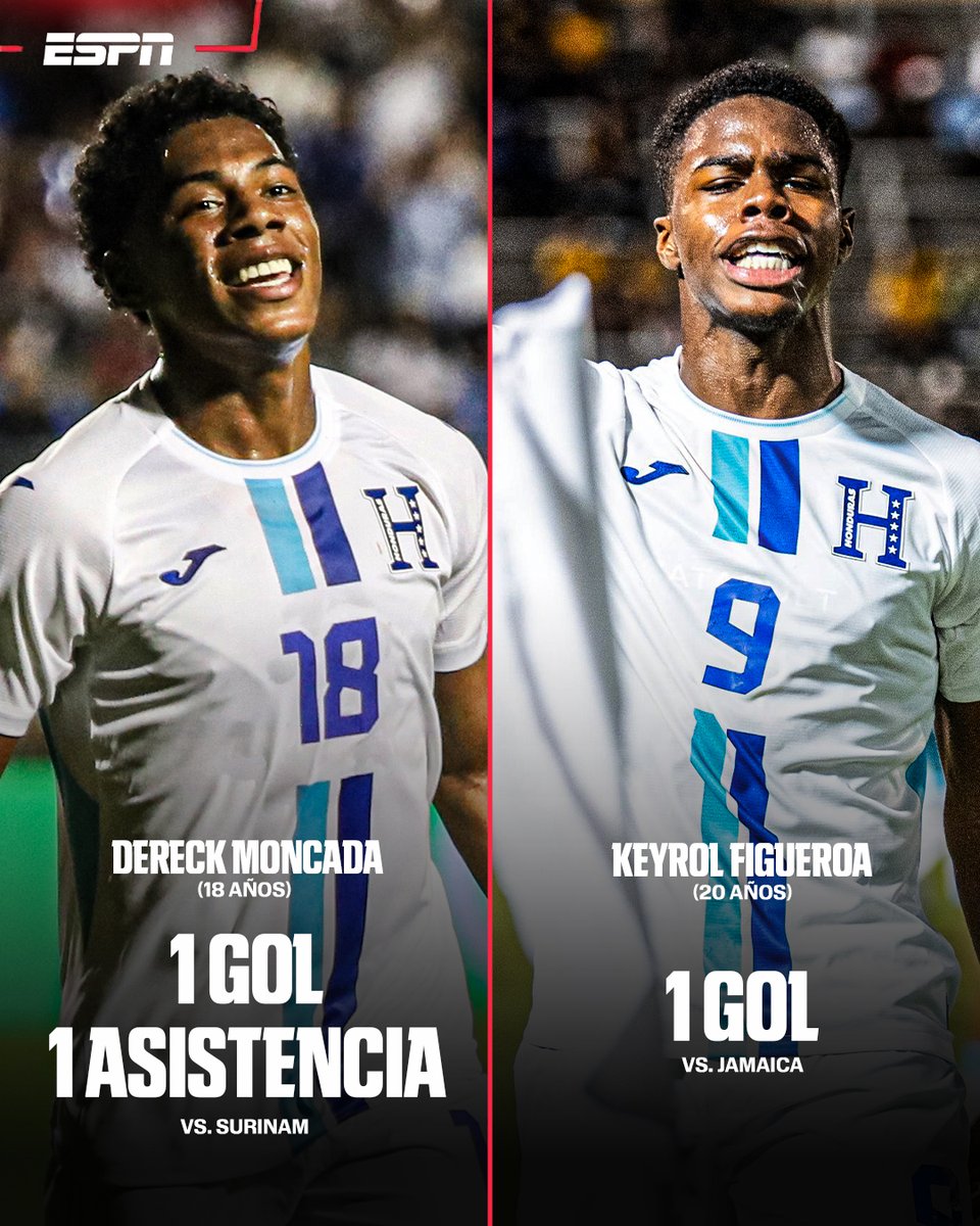 ESPN_CENAM's tweet photo. 🇭🇳 LA ILUSIÓN CATRACHA TIENEN NOMBRES Y APELLIDOS🤩 

Dereck Moncada y Keyrol Figueroa se han convertido en el BASTIÓN ofensivo de Honduras y se apuntan a ser la cara para el camino del 2030🔥 

Los 'cipotes' tuvieron su primera titularidad e impusieron su calidad desde el primer momento😱 

#NationsLeague