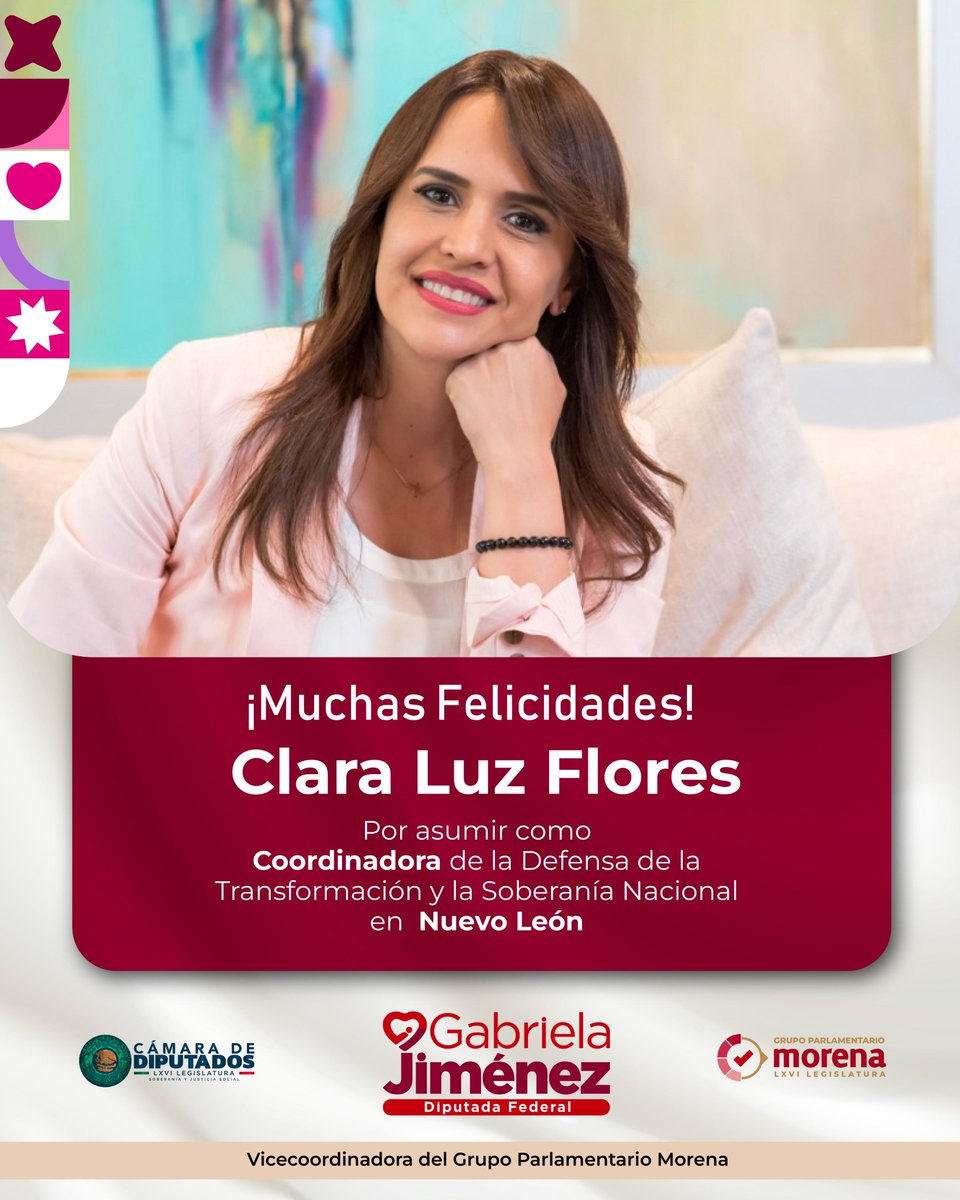 GabyJimenezMX's tweet photo. Muchas felicidades a @EliCesarC, @AnaLiliaRivra y @claraluzflores por esta nueva responsabilidad en San Luis Potosí, Tlaxcala y Nuevo León. ❤️

Cada estado tiene sus propios retos, pero compartimos una misma tarea, seguir fortaleciendo la organización de nuestro movimiento y mantener cercana la Transformación a la gente.

Les deseo mucho éxito en esta nueva etapa. 🇲🇽

#GabrielaJimenez #Morena #Transformación #4T