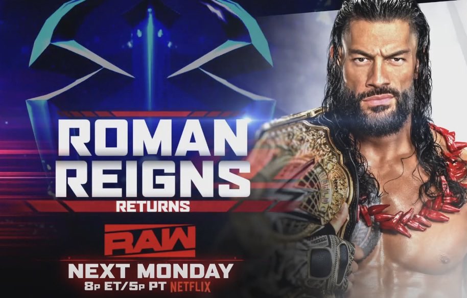 FadeAwayMedia's tweet photo. BREAKING: Roman Reigns returns to Monday Night Raw next week. 

#WWERAW https://t.co/TwvhTI0uCM