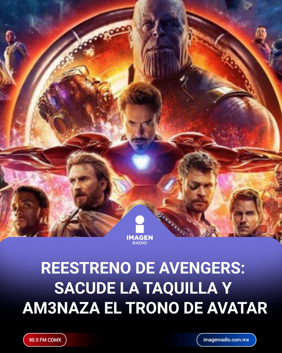 Imagen_Mx's tweet photo. 🎬🥇Siete años después de su estreno original, Avengers Endgame regresó a los cines y volvió a conquistar el primer lugar de la taquilla mundial.
https://t.co/jMOrITcFuP https://t.co/oO76skbf8j