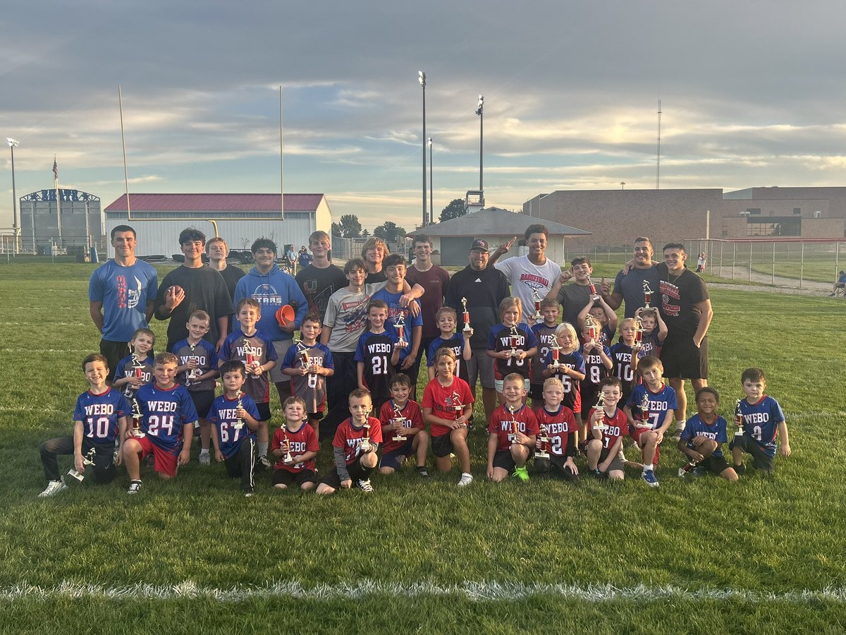 WeboYouthFBall's tweet photo. And Just like that the Flag Season is over!  Special shout out to our @WeBoFootball HS guys for all the time they put in with the kids!  Talking to a parent after, they loved watching the HS players and how they had as much fun as the flag players! https://t.co/sD9YOvijq0