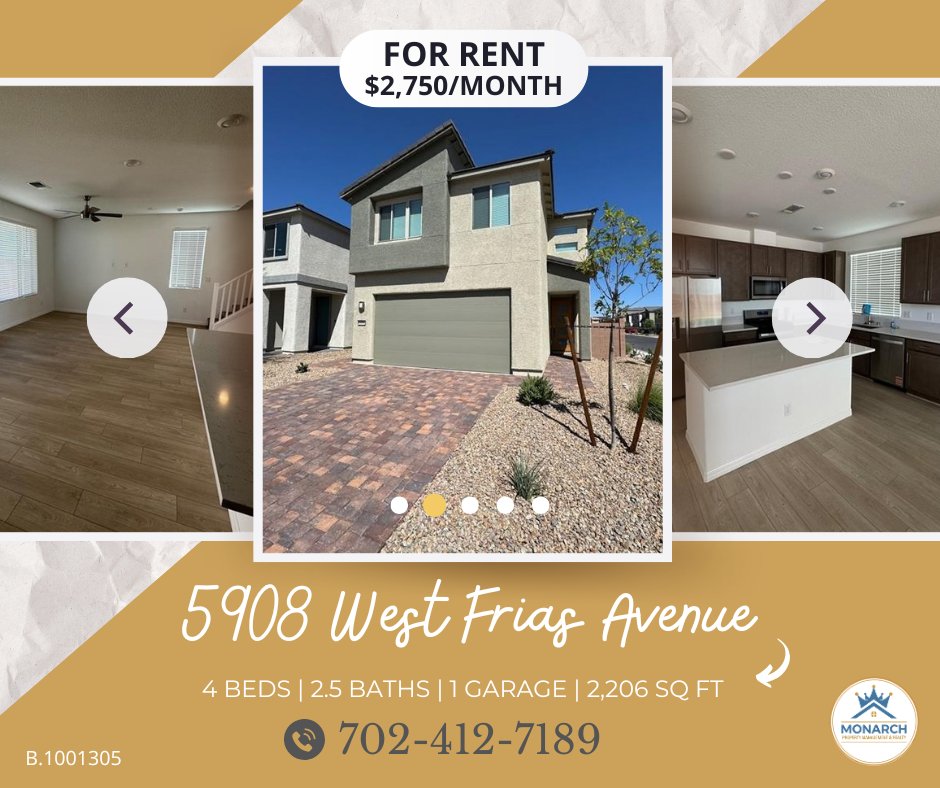 mgm_monarch's tweet photo. 🍳 A KITCHEN MADE TO IMPRESS! ✨

5908 W Frias Ave features:
🍽️ Large island | Granite/quartz counters
✨ Dark cabinetry | Stainless appliances
🏡 4 BD | 2.5 BA | 2,206 Sq. Ft.
💰 $2,750/mo

📞 702-412-7189

#LasVegasRentals #ForRent #MonarchPM https://t.co/7endqLkJef