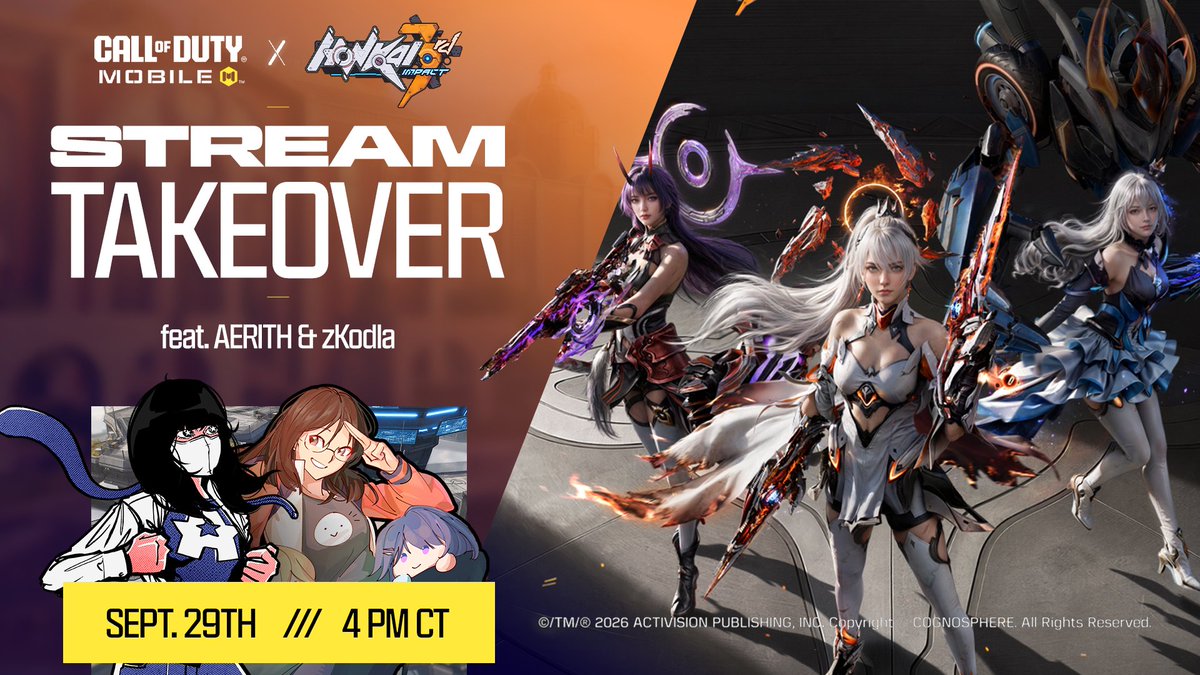 Axrith's tweet photo. Going LIVE TOMORROW at 4pm EST w/ @zkodla for a Codm x Honkai Impact 3rd COLLAB STREAM!!

LIVE HERE: https://t.co/HFYcyMXTR8

#CODMobile_Partner #ad https://t.co/DPRjQ8qLhD