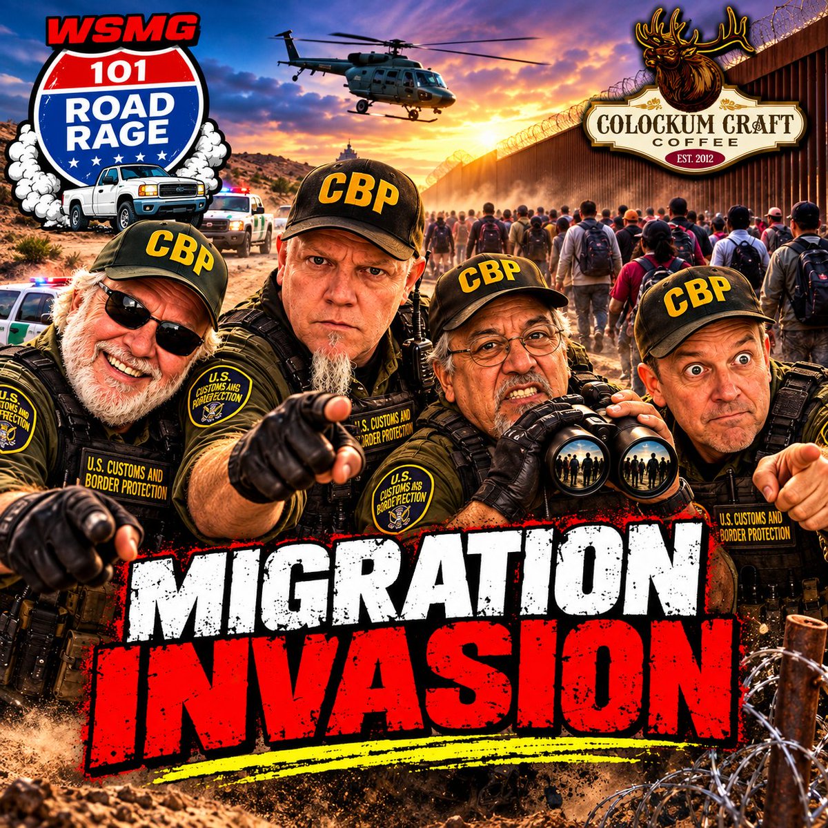 WSMGmedia's tweet photo. Tomorrow on ROAD RAGE 101:

MIGRATION INVASION — a new migrant caravan is moving north through Mexico as U.S. officials track its progress. Then NASCAR’s Corey Heim gets caught in a post-race WHOOPIN’ beside Martinsville’s famous hot-dog stand, and Californians are reportedly shopping for off-grid escapes in Idaho and Montana.

M-F 6am Pacific LIVE ON X (@wsmgmedia) and also Available on your favorite podcast app or join us live at https://t.co/5iVLPAXuAg