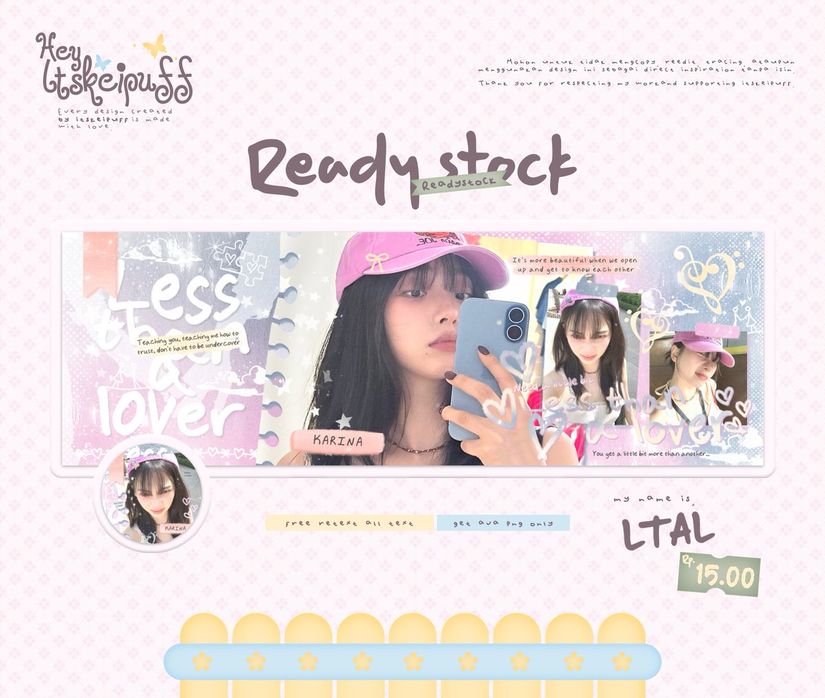 heyitskeipuff's tweet photo. Tolong bantu repost, terimakasih🩷 

Aku punya ready stock layout Karina terbaru yang bisa langsung kamu take sekarang!! Marii jajankk

 #zonauang https://t.co/ejKePkhDDV