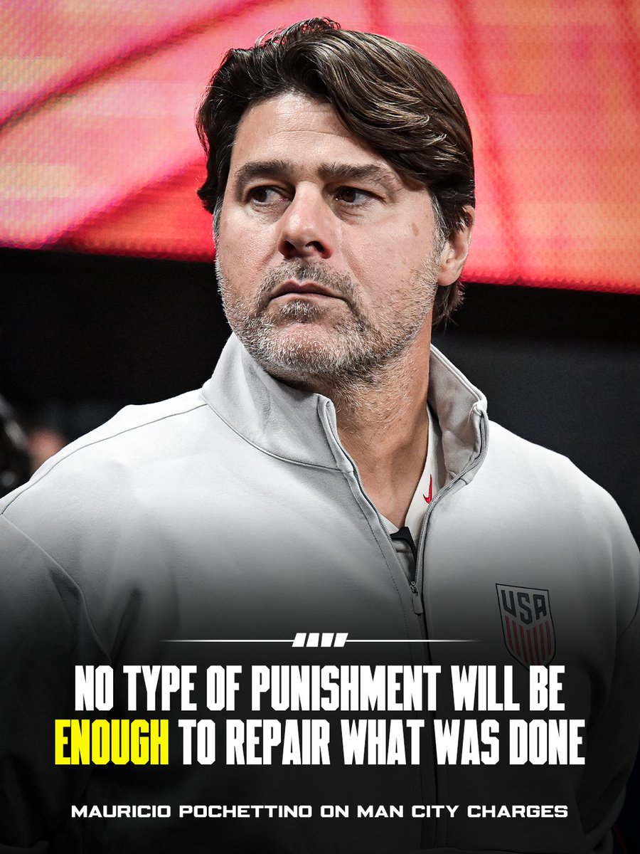 FabrizioRomano's tweet photo. 🚨 Mauricio Pochettino on Man City charges: “No type of punishment will make it possible to repair what was done”.

“If they are guilty, Premier League's controls are severely damaged”. https://t.co/Wa6P6dxc43