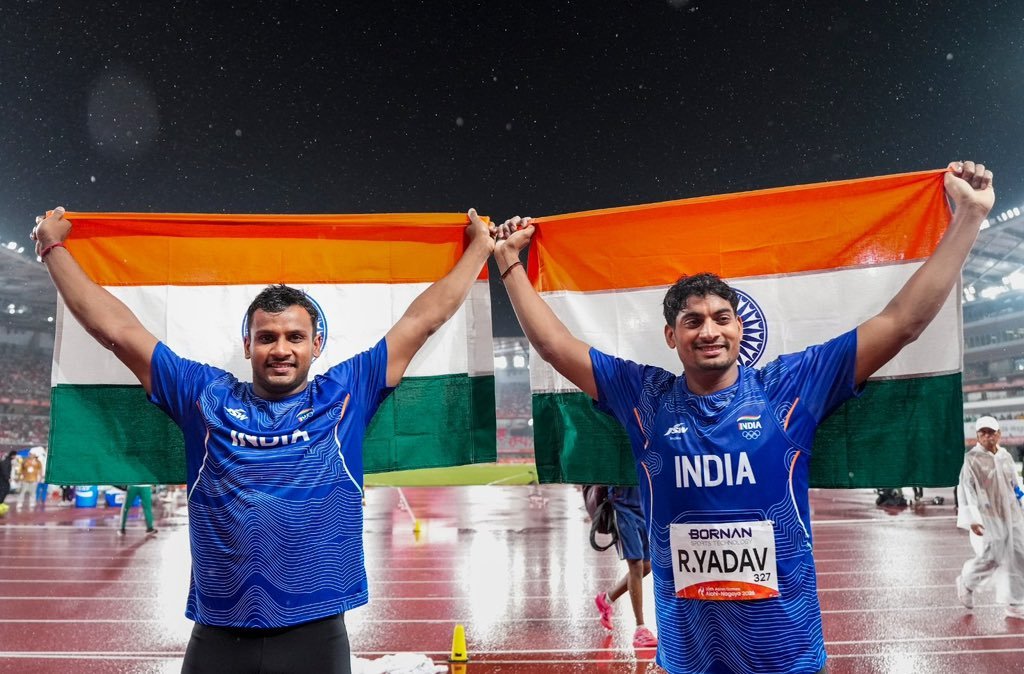 Col_Sanyal's tweet photo. 🇮🇳 DOUBLE PODIUM GLORY FOR BHARAT IN JAVELIN! 🥈🥉

A spectacular display of strength, precision and determination at the #AsianGames2026! 🏆

Heartiest congratulations to Yash Vir Singh for winning the Silver 🥈 and Rohit Yadav for clinching the Bronze 🥉 in the Men’s Javelin Throw.

Two athletes, two podium finishes and one proud nation! 🇮🇳 Their outstanding performances have once again showcased Bharat’s growing strength in athletics and the relentless spirit of our sportspersons who continue to raise the Tricolour high on the international stage.

Every throw reflected years of hard work, discipline and unwavering belief. Their success is an inspiration for the next generation of Indian athletes to dream bigger, train harder and aim for the podium.

Congratulations, Yash Vir Singh and Rohit Yadav! The nation celebrates your remarkable achievement. 👏🇮🇳

Bharat throws. Bharat conquers. Bharat rises! 🚀

#Cheer4Bharat #AsianGames2026 #TeamIndia #AichiNagoya2026 #JavelinThrow #Athletics #BharatRising