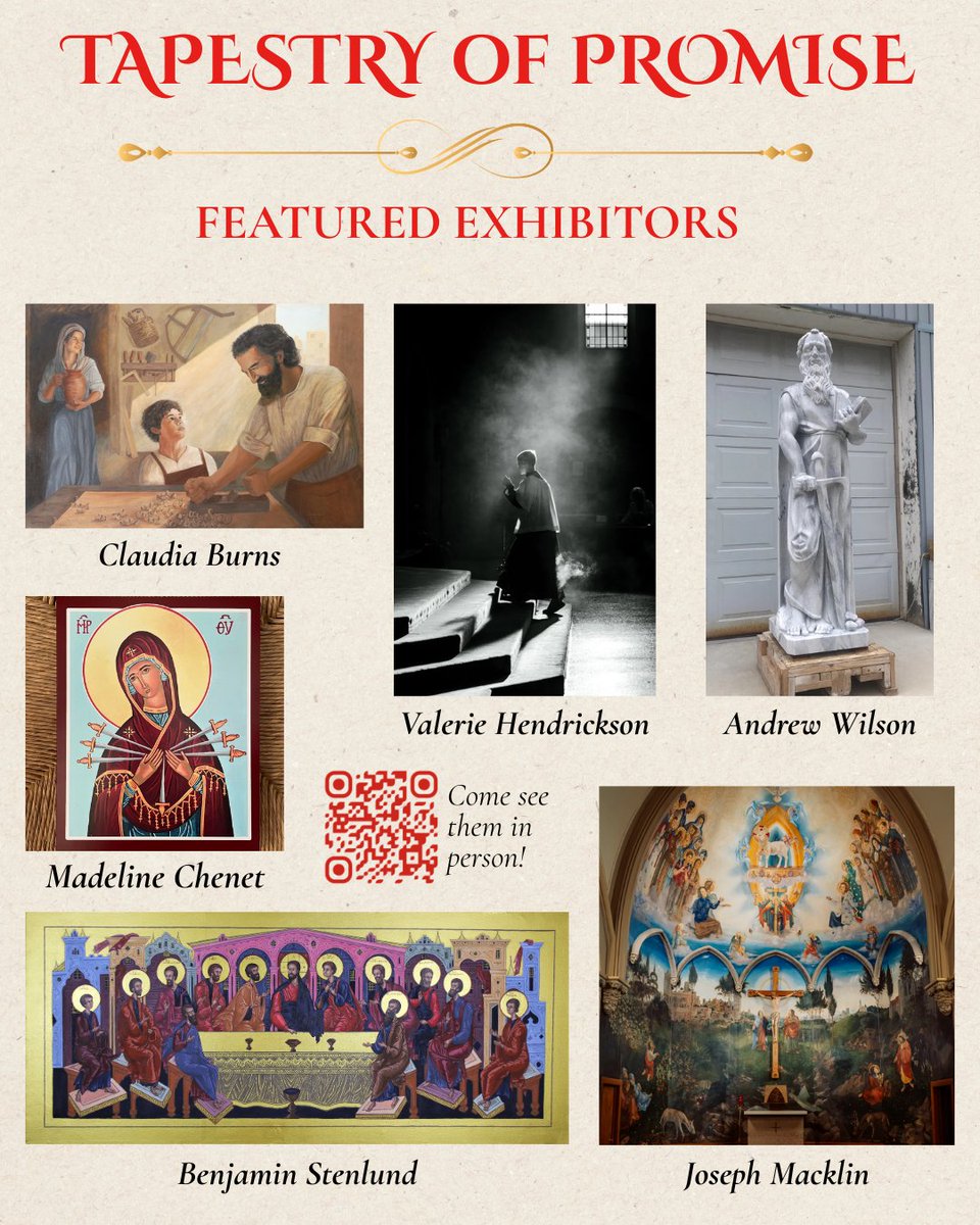 AcademyHoliness's tweet photo. We're excited for the many artists and exhibitors who will be featuring their incredible work at our Tapestry of Promise conference this November!

Get your tickets today!

#catholic #art #artist #church #Biblical https://t.co/Tx2cYbw0bD