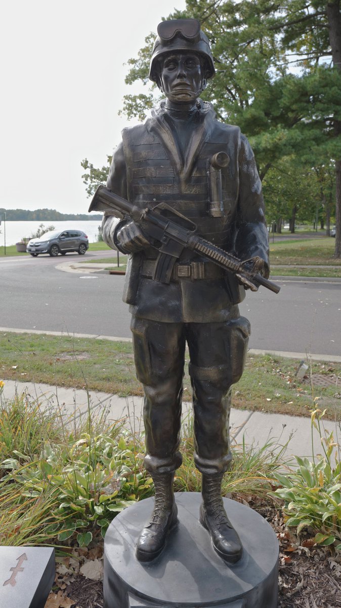 inTECHsity's tweet photo. Veteran's memorial on the banks of Rice Lake.  It was touching to see all of the life sized statues as well as the faces and names of some of our nations greatest heroes. https://t.co/st0FSjHkDr