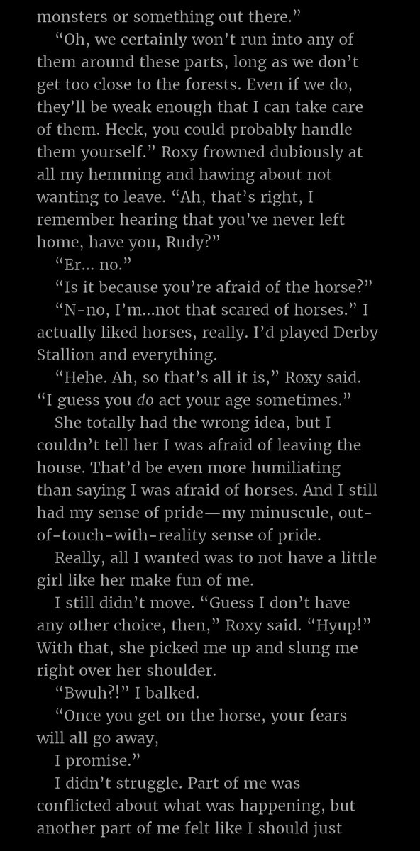 tiger_slasher's tweet photo. #TCP_MT
V1 Chapter: 6
This was one of my favorite moments in the anime and the novel didn't disappoint. It's very simple but because it's such a huge step for Rudeus personally is what made me love it. Roxy truly doesn't know how much she has done for Rudeus by simply being- https://t.co/nk6OXjugj2