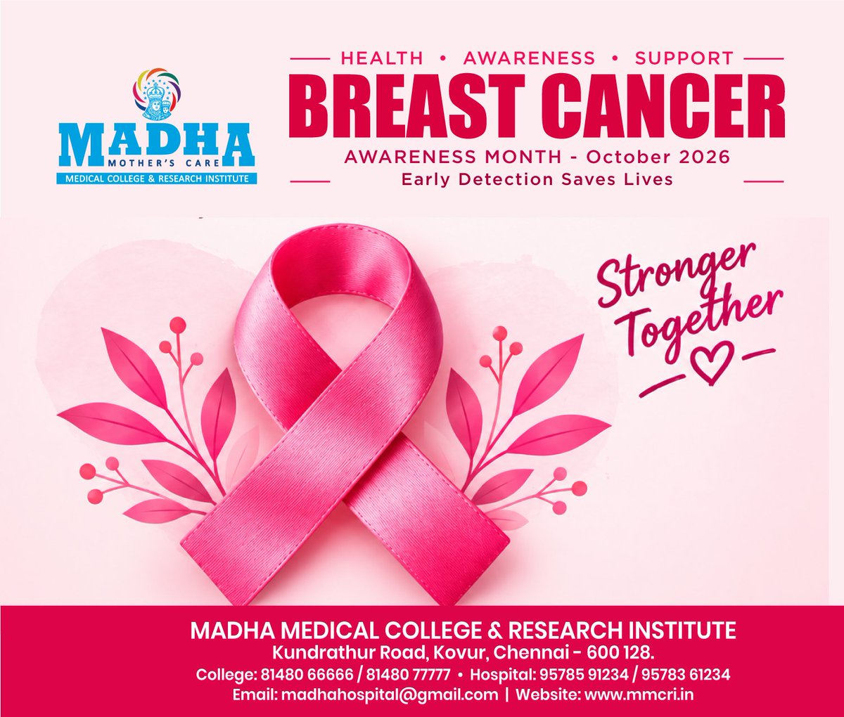 SMmcri's tweet photo. October is Breast Cancer Awareness Month! 
Theme : Every Story is Unique, Every Journey Matters.
Consider this your sign to make time for your health.
This #BreastCancerAwarenessMonth, we support women who prioritize their health and stay proactive with regular screenings. https://t.co/LHP2YVz8rX