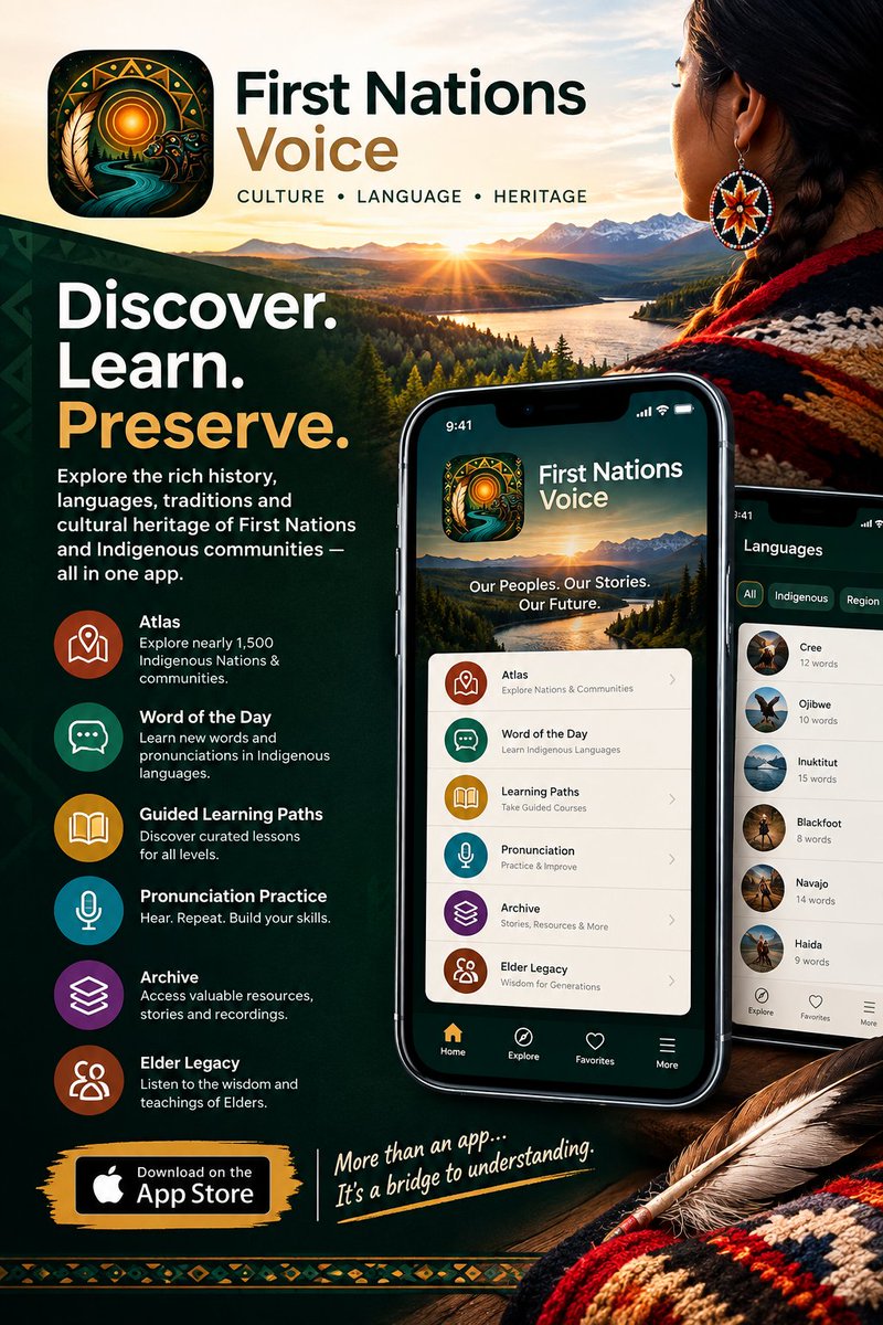 succcesnb's tweet photo. Explore First Nations culture, languages, history & traditions with First Nations Voice ππ
Learn. Discover. Preserve Indigenous heritage.
π± Download:
https://t.co/aN0Wof9MHK
#FirstNations #IndigenousCulture #IndigenousLanguages https://t.co/kIWpcicgtw