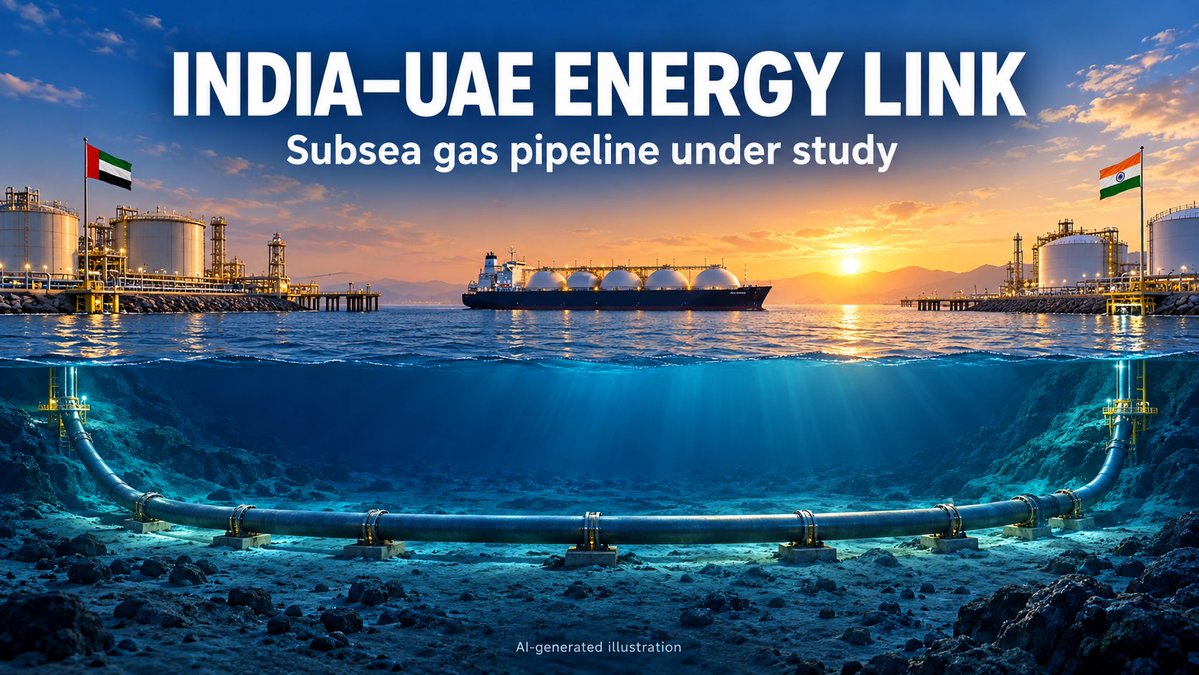 HemanNamo's tweet photo. India eyes more LPG &amp; LNG from the UAE. Piyush Goyal says both sides are studying subsea gas pipelines and expanded strategic oil reserves.

The goal: diversify supplies and build resilience against shipping disruptions. 🇮🇳🇦🇪

📸 AI-generated https://t.co/DwmioZvOH5