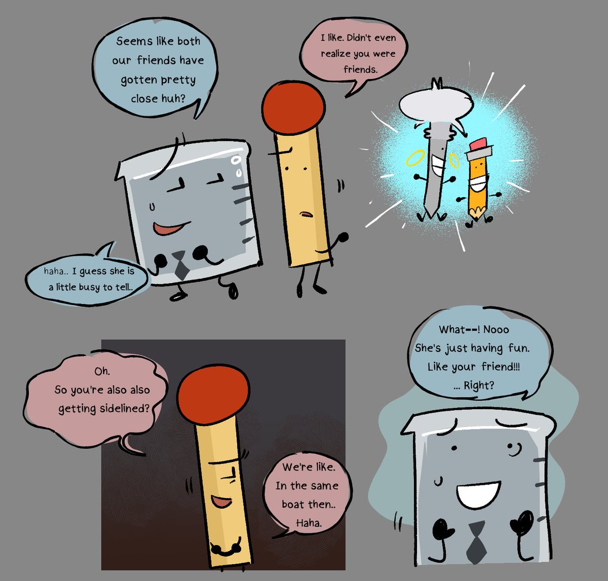 saltinesaltine's tweet photo. (1/2) Match stumbling onto Forensics city.. When your bestie is occupied who else would she be stuck talking with... #forensicsosc #bfdi https://t.co/lODZ5DNx7L