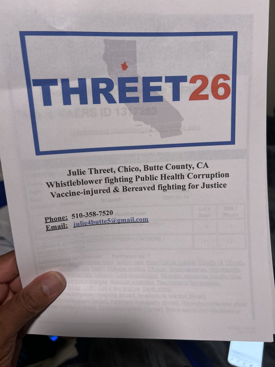 julie4butte5's tweet photo. 🚨 I have spent 4+ years fighting the COVID vaccine. I am injured by two Moderna shots and lost my amazing healthcare job at Enloe for refusing damn mandated booster. I filed a VAERS Report and heard nothing from CDC. I would have filed a CICP Claim but Enloe & Butte County Public Health didn't tell us about VAERS OR CICP. Apparently they are required to file a VAERS Report but no one would help me sue. 

I worked at the mass vaccination clinics and witnessed everything wrong. I have given 57 public verbal comments and sent hundreds of emails with evidence to Butte County Supervisors and they have done nothing. 

I have visited the offices of other elected officials multiple times and haven't gotten any reply. Nothing.

I spoke to the Chico City Council numerous times to help me and vax-injured nurses. NO ONE EVER CONTACTED ME. 

I filed a criminal complaint including evidence of harm and all details to @ButteSheriff Honea and got no interview or referral to DA Mike Ramsey. I sent hundreds of emails and met in person with Sheriff Honea who did NOTHING. 

I lost the most amazing human on the planet, my Mother, to four shots of the Moderna COVID vaccine. I filed a VAERS Report for her death and heard nothing. I filed a CICP Claim and was asked for more details. I sent the details but they rejected them because they were received two days too late. I asked her Congressman @RoKhanna at his town hall in Sunnyvale for help and he pushed me off to my rep Rep. Doug LaMalfa who pushed me to HRSA. NOTHING. 

I started speaking to Department of Pharmacy in Sacramento begging them to issue alerts, follow up on VAERS Reports filed, anything. Twelve comments on record. NOTHING. 

I started traveling across California with Ronald F Owens Jr to other County Boards. Had some luck in Shasta and Plumas. But shots still being administered. 36 Counties on my public comment record to date. 

I send regular emails to get the warnings out to @ChicoER & @ActionNewsNow. NOTHING. 

I traveled to Washington DC last July for a vax-injured hearing with Senator Ron Johnson and left my story. Nothing. 

I have sent requests to Steve Kirsch and physically handed him the story to get more coverage. NOTHING. 

I do want to thank the independent journalists and podcasters who have covered my story including @Earthdriver, @ChildrensHD, @Betrayal_Proj, @MaryBowdenMD

So as I watched the brave hospital protocol victims travel to Washington DC for the Senator Ron Johnson Hearing I thought about going but thought "it's not my fight". Other than knowing people in Chico who had loved ones murdered at Enloe on Remdesivir, I didn't think I had any contribution to make. I also have to manage my health and my money. And my heart. Hearing from those victims is hard. 

But as my colleague Ronald  decided to go at the last minute, it dawned on me - I DO HAVE SOMETHING TO CONTRIBUTE! 

I am a skilled expert from the National Vaccine Information Center using their search engine to  pull VAERS data. And I had found a way years ago to pull reports for victims of Remdesivir. Dead and alive. And vaccinated. They are lost in the shuffle as not able to speak from the grave, more injured by Remdesivir than the vaccine and yet the hospital protocol victims speaking out are unvaccinated. 

In summary, there are 1,160 dead who received Remdesivir after testing positive for COVID post vaccination. Coded as COVID deaths for max bonus $$ for the hospital. Across all age groups. Most states represented. 

I hope I hear from the Senator. I recommended he have Sec Kennedy subpoena the full records. The names. Address. Hospital name. Reporter contact information. Get AG Todd Blanche to investigate. 

I sent three of the 1,160 reports of special interest for the public record. See reply for these three.

This work is hard. I am exhausted. Feeling ignored. Unimportant. Getting nowhere. Finding it hard to "trust the plan". No, not Trump’s plan. GOD'S PLAN.
