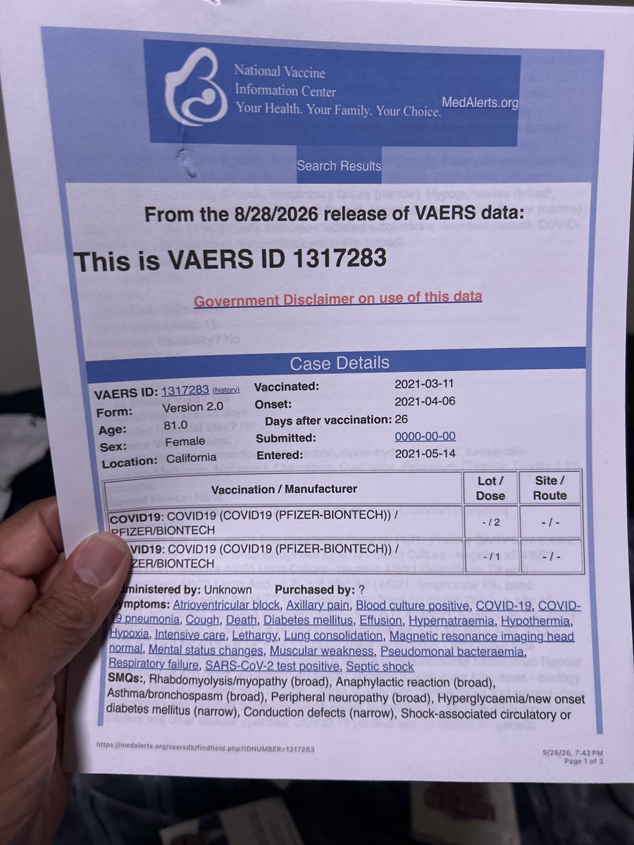 julie4butte5's tweet photo. 🚨 I have spent 4+ years fighting the COVID vaccine. I am injured by two Moderna shots and lost my amazing healthcare job at Enloe for refusing damn mandated booster. I filed a VAERS Report and heard nothing from CDC. I would have filed a CICP Claim but Enloe & Butte County Public Health didn't tell us about VAERS OR CICP. Apparently they are required to file a VAERS Report but no one would help me sue. 

I worked at the mass vaccination clinics and witnessed everything wrong. I have given 57 public verbal comments and sent hundreds of emails with evidence to Butte County Supervisors and they have done nothing. 

I have visited the offices of other elected officials multiple times and haven't gotten any reply. Nothing.

I spoke to the Chico City Council numerous times to help me and vax-injured nurses. NO ONE EVER CONTACTED ME. 

I filed a criminal complaint including evidence of harm and all details to @ButteSheriff Honea and got no interview or referral to DA Mike Ramsey. I sent hundreds of emails and met in person with Sheriff Honea who did NOTHING. 

I lost the most amazing human on the planet, my Mother, to four shots of the Moderna COVID vaccine. I filed a VAERS Report for her death and heard nothing. I filed a CICP Claim and was asked for more details. I sent the details but they rejected them because they were received two days too late. I asked her Congressman @RoKhanna at his town hall in Sunnyvale for help and he pushed me off to my rep Rep. Doug LaMalfa who pushed me to HRSA. NOTHING. 

I started speaking to Department of Pharmacy in Sacramento begging them to issue alerts, follow up on VAERS Reports filed, anything. Twelve comments on record. NOTHING. 

I started traveling across California with Ronald F Owens Jr to other County Boards. Had some luck in Shasta and Plumas. But shots still being administered. 36 Counties on my public comment record to date. 

I send regular emails to get the warnings out to @ChicoER & @ActionNewsNow. NOTHING. 

I traveled to Washington DC last July for a vax-injured hearing with Senator Ron Johnson and left my story. Nothing. 

I have sent requests to Steve Kirsch and physically handed him the story to get more coverage. NOTHING. 

I do want to thank the independent journalists and podcasters who have covered my story including @Earthdriver, @ChildrensHD, @Betrayal_Proj, @MaryBowdenMD

So as I watched the brave hospital protocol victims travel to Washington DC for the Senator Ron Johnson Hearing I thought about going but thought "it's not my fight". Other than knowing people in Chico who had loved ones murdered at Enloe on Remdesivir, I didn't think I had any contribution to make. I also have to manage my health and my money. And my heart. Hearing from those victims is hard. 

But as my colleague Ronald  decided to go at the last minute, it dawned on me - I DO HAVE SOMETHING TO CONTRIBUTE! 

I am a skilled expert from the National Vaccine Information Center using their search engine to  pull VAERS data. And I had found a way years ago to pull reports for victims of Remdesivir. Dead and alive. And vaccinated. They are lost in the shuffle as not able to speak from the grave, more injured by Remdesivir than the vaccine and yet the hospital protocol victims speaking out are unvaccinated. 

In summary, there are 1,160 dead who received Remdesivir after testing positive for COVID post vaccination. Coded as COVID deaths for max bonus $$ for the hospital. Across all age groups. Most states represented. 

I hope I hear from the Senator. I recommended he have Sec Kennedy subpoena the full records. The names. Address. Hospital name. Reporter contact information. Get AG Todd Blanche to investigate. 

I sent three of the 1,160 reports of special interest for the public record. See reply for these three.

This work is hard. I am exhausted. Feeling ignored. Unimportant. Getting nowhere. Finding it hard to "trust the plan". No, not Trump’s plan. GOD'S PLAN.