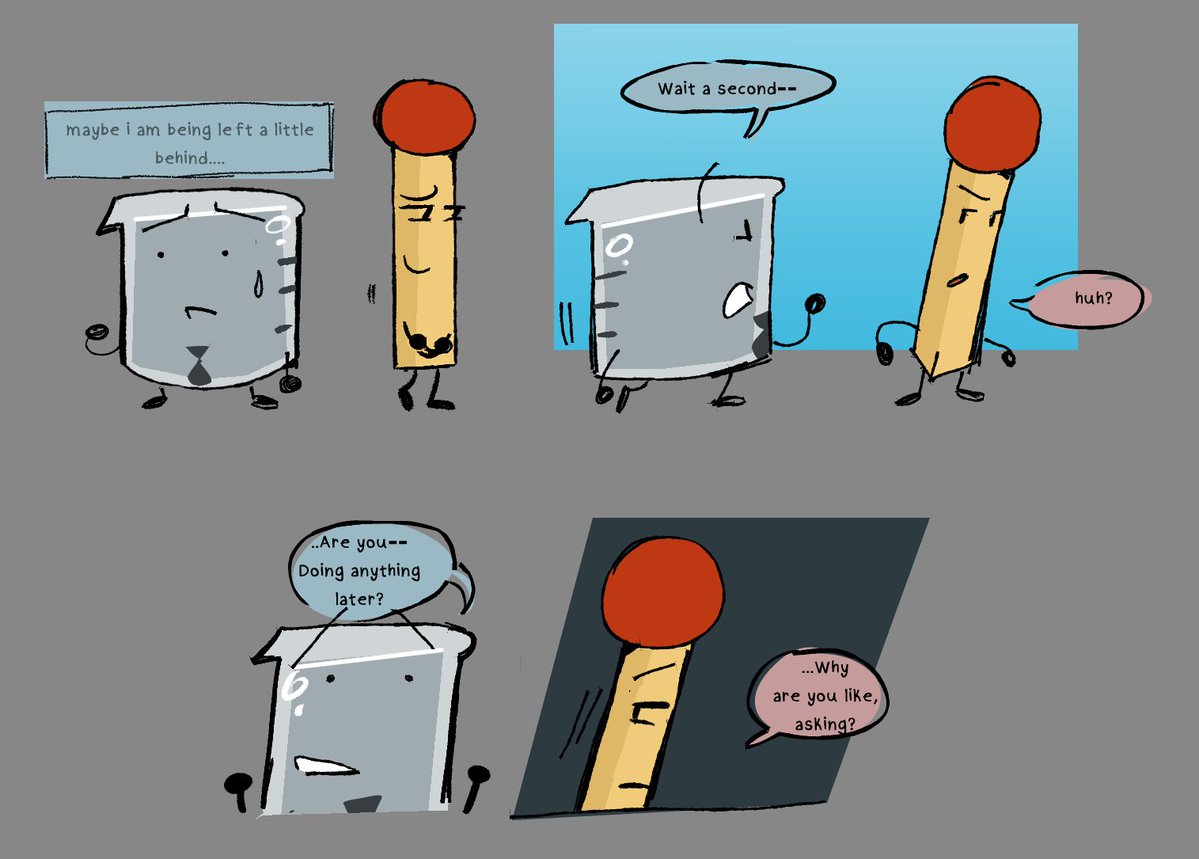 saltinesaltine's tweet photo. (1/2) Match stumbling onto Forensics city.. When your bestie is occupied who else would she be stuck talking with... #forensicsosc #bfdi https://t.co/lODZ5DNx7L
