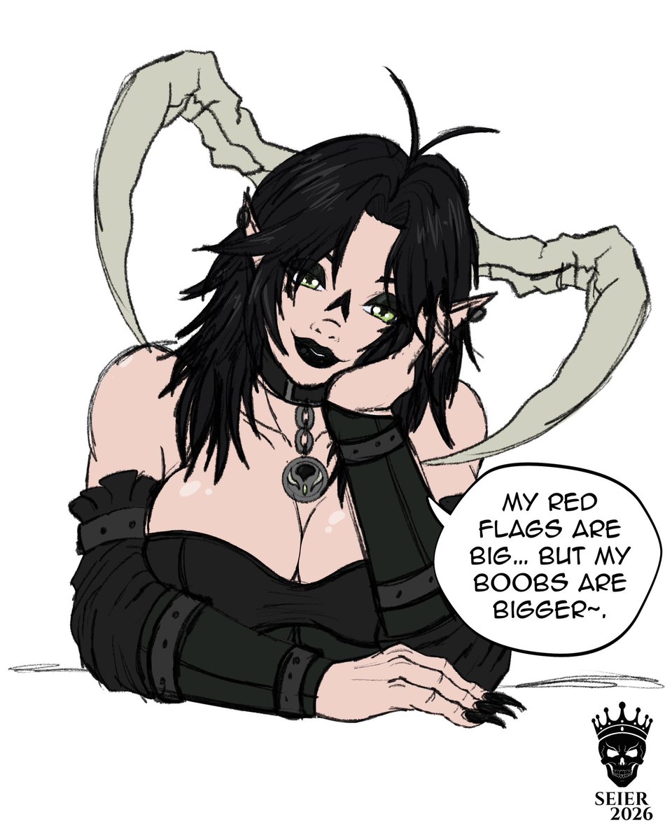 Seier_Art's tweet photo. Just a fun little sketch of Mirelle I’ve been wanting to do.
Had this ref saved forever. 🤣🤣🤣
#oc #dndoc #dragon #goth #girl https://t.co/S37peDgISJ