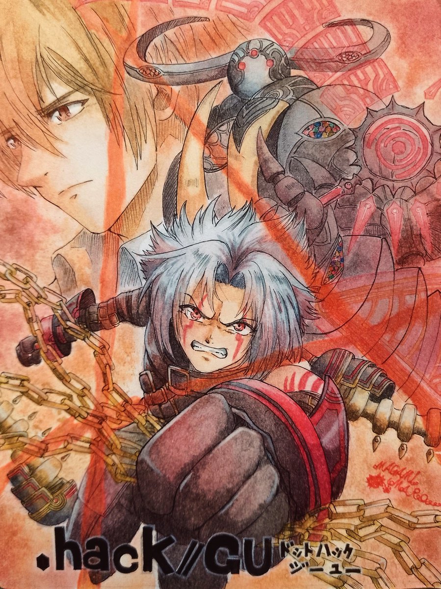 monogaki_mujna's tweet photo. 昨日.hack//G.U.シリーズ全体と
.hack//G.U. Vol.2 君想フ声も発売から
20周年という事を知ったので
それを祝って特別にアタシが描いた
ドットハックGU,ファンアートを
特別公開を3枚つけてUPしまーす
ホントGUは何年たっても色褪せないなぁ〜
今も大好きだ,ドコンドォー！！
#dothackGU20th
#dothack https://t.co/Rp1o6R43MO