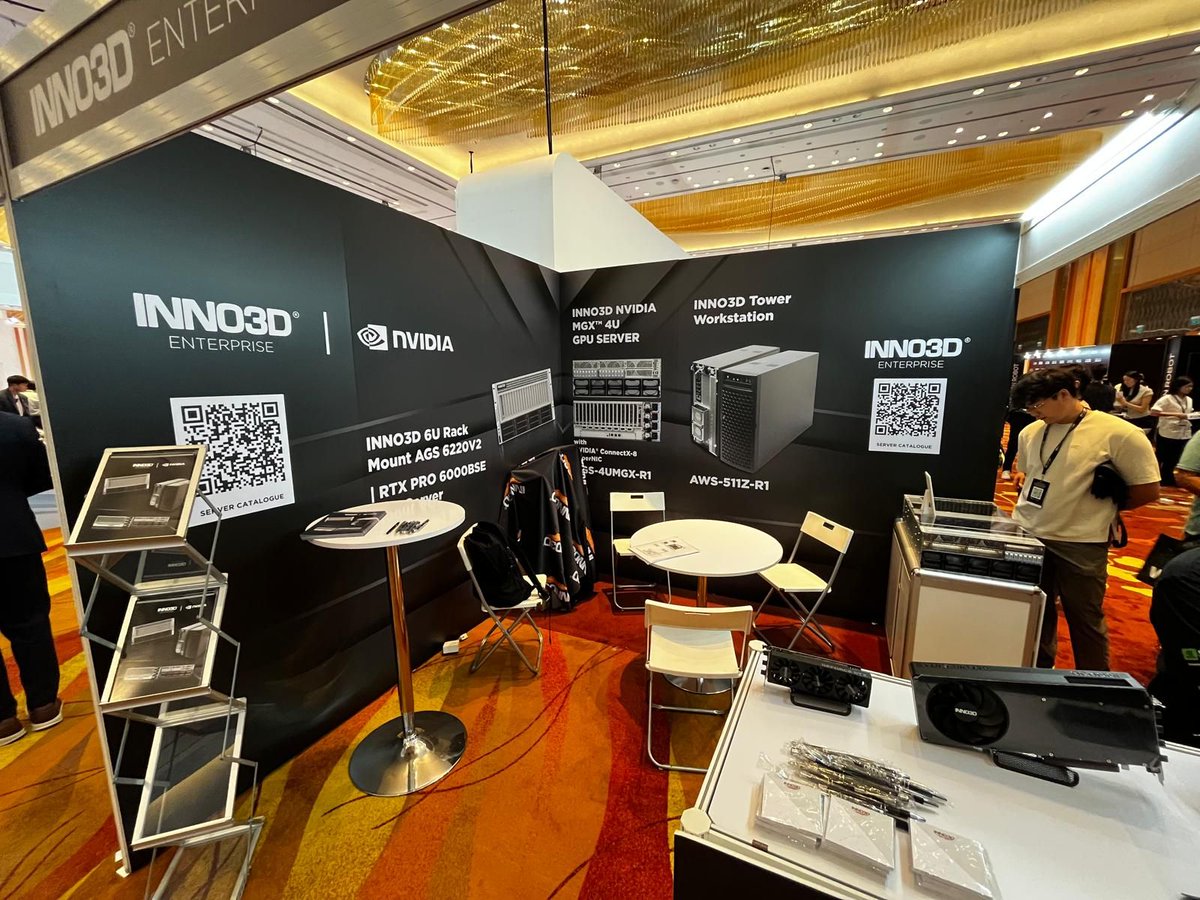 Inno3D's tweet photo. We are here at TECHWEEK SG 2026 DAY 1! Visit us at booth # 5-B30 today and we will share our latest GPU servers & towers information with you. Come have a chat!
#TWS #TWS26 #TechWeekSingapore2026 #inno3d #brutalbynature #ichill #gpu #graphicscard #technology #innovations #AI #gaming #BDWA #BDWA26 #BigDataAIWorldAsia #BigDataAIWorldAsia26