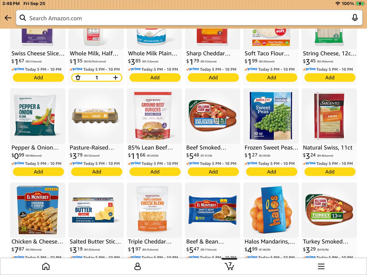 SunshineS58469's tweet photo. You can literally use Amazon and Instacart to check prices before you go shopping, I can fill up a shopping cart at cub foods, Hy-Vee, or whatever other local store is around, the one that is cheapest, that’s where I go. I haven’t been in Walmart for 10 years because they have crappy products, And crappy practices. You can literally barter with Amazon Alexa for cheaper prices, even by telling it you will not pay that much for something because a local store has it cheaper, and the next thing you know, it will remind you that they found it cheaper. That’s how I buy my coffee, what would cost me $72 in the grocery store I’m getting for $47 on Amazon because I argued with it for days. (I buy 6-12oz containers at a time) Whole Foods is over 20 miles away from me, but Amazon delivers it for free with prime btw.