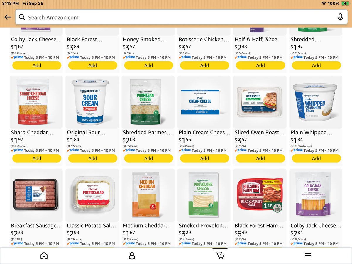SunshineS58469's tweet photo. You can literally use Amazon and Instacart to check prices before you go shopping, I can fill up a shopping cart at cub foods, Hy-Vee, or whatever other local store is around, the one that is cheapest, that’s where I go. I haven’t been in Walmart for 10 years because they have crappy products, And crappy practices. You can literally barter with Amazon Alexa for cheaper prices, even by telling it you will not pay that much for something because a local store has it cheaper, and the next thing you know, it will remind you that they found it cheaper. That’s how I buy my coffee, what would cost me $72 in the grocery store I’m getting for $47 on Amazon because I argued with it for days. (I buy 6-12oz containers at a time) Whole Foods is over 20 miles away from me, but Amazon delivers it for free with prime btw.