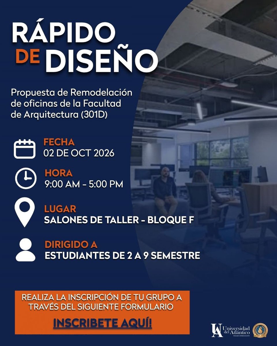 daragaes's tweet photo. Rápido de diseño 🧡💙👷‍♂️

¡A diseñar nuestra Facultad! Una estrategia de aula donde nuestros estudiantes de la facultad de arquitectura de la @udeatlantico son los protagonistas y, con sus ideas y creatividad, hacen parte activa de la transformación de nuestros espacios. 📐✏️🏛️ https://t.co/eVnIlXzul3