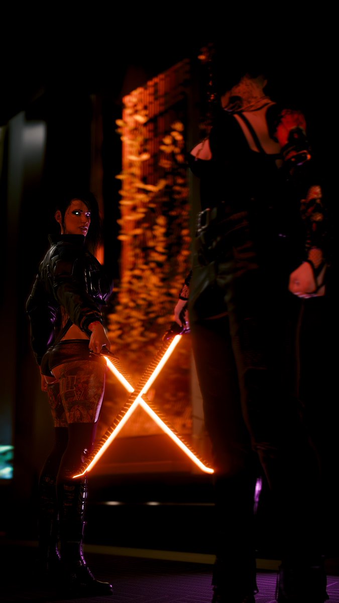 MistressShayNra's tweet photo. ⚔️Duel Prt1⚔️
—
When all else is quiet, a new challenge begins.
—
Ft @xXRariiXx 
#Cyberpunk2077 #photomode #virtualphotography #npv https://t.co/cIvxibz2tQ