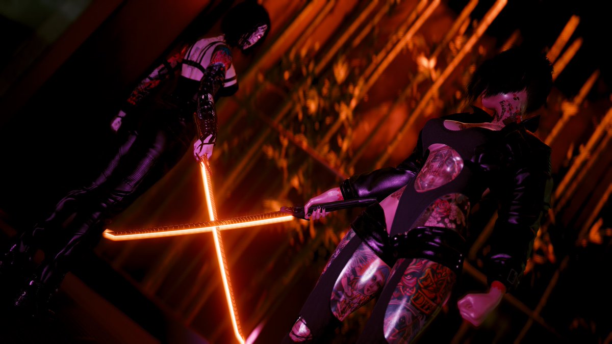 MistressShayNra's tweet photo. ⚔️Duel Prt1⚔️
—
When all else is quiet, a new challenge begins.
—
Ft @xXRariiXx 
#Cyberpunk2077 #photomode #virtualphotography #npv https://t.co/cIvxibz2tQ