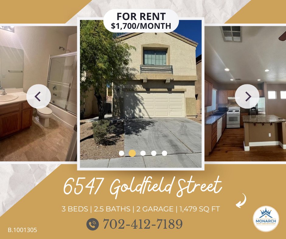 mgm_monarch's tweet photo. 🌳 ROOM TO LIVE. ROOM TO RELAX. 🏡

📍 6547 Goldfield St.
🛏️ 3 BD | 🛁 2.5 BA | 🚗 2-Car Garage
🍳 Modern kitchen | 🌿 Fenced backyard
💰 $1,700/mo

📞 702-412-7189 for a showing!

#LasVegasRentals #ForRent #LasVegasLiving #MonarchPM https://t.co/Y6xZPE68Sp