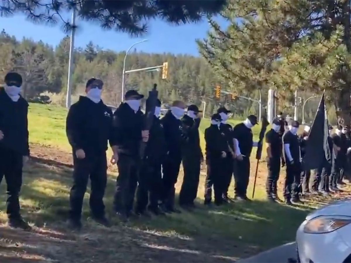 theprovince's tweet photo. Masked white nationalists reportedly bring 'odious message' to Kamloops https://t.co/NhwM91TfGw https://t.co/Gor0Tc6WEU