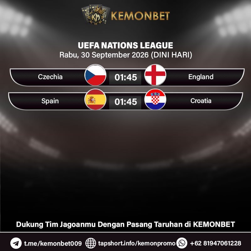 KemonBet88's tweet photo. 🔥 KEMONBET MATCH DAYS 🔥

SPORTS:
- ASEAN FIFA Cup
- UEFA Nations League
Selasa, 29 September 2026 - Rabu, 30 September 2026 (DINI HARI)

CATAT TANGGALNYA DAN DUKUNG TIM TERBAIK KALIAN DENGAN LINK DI PROFILE BIO https://t.co/1WbpH5dAvz