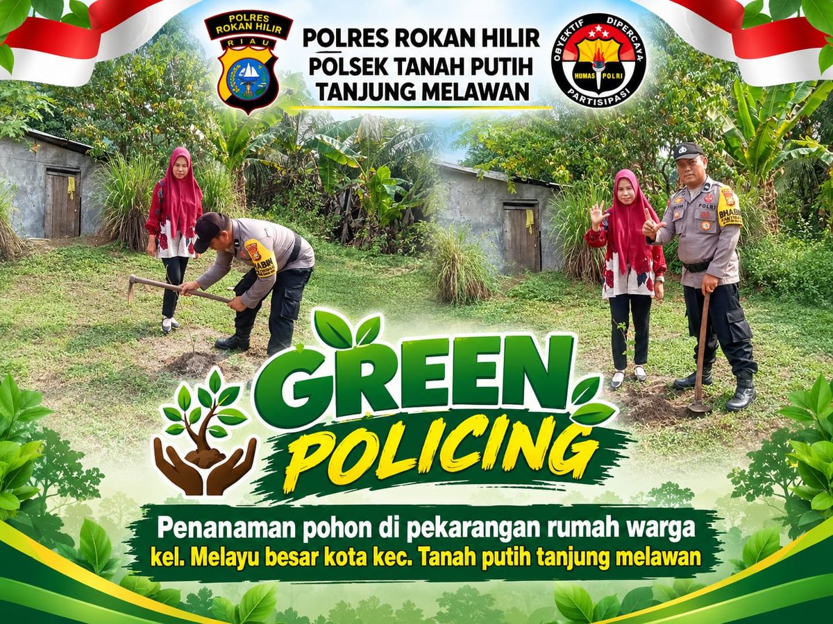 PolsekTj's tweet photo. Green Policing
Sosialisasi program green policing dengan menanam bibit pohon di pekarangan rumah warga wilayah kec.Tanah Putih Tanjung Melawan https://t.co/XsXbW6Vj0c