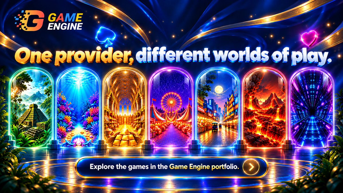 GameEnginePH's tweet photo. 🌎 One provider. Different worlds of play.
Different themes. Different experiences. One Game Engine. 🎮⚙️
Explore our game portfolio: https://t.co/eewE1juBPd
#GameEnginePH #GameDev #Gaming #GameDesign https://t.co/ggEbAUsUwb
