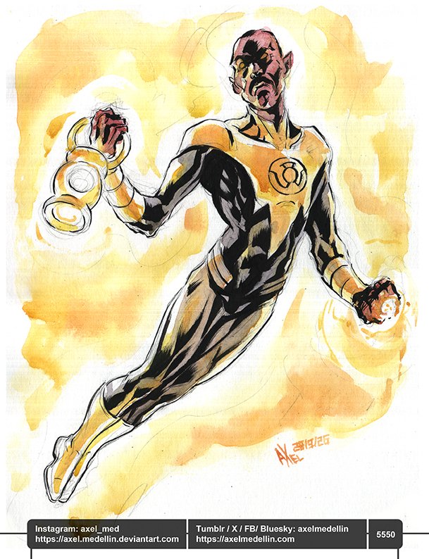 AxelMedellin's tweet photo. #dailydrawing 5550 #dibujodiario #drawingoftheday #sinestro #lanterns #greenlantern #fanart #dccomics #watercolor #brushandink #traditionalart https://t.co/TO0Wa2TvCr