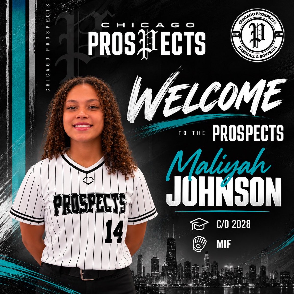 ChiProspects16u's tweet photo. 🚨 WELCOME TO THE PROSPECTS! 🚨
Please join us in welcoming Maliyah Johnson (2028 | MIF) to our 16U Premier family! 🥎
Excited to have you in black, white &amp; teal, Maliyah! 
#ChicagoProspects #ProspectsPremier #ClassOf2028 #WelcomeToTheFamily
@MaliyahJ14 https://t.co/v1Aq42Keam