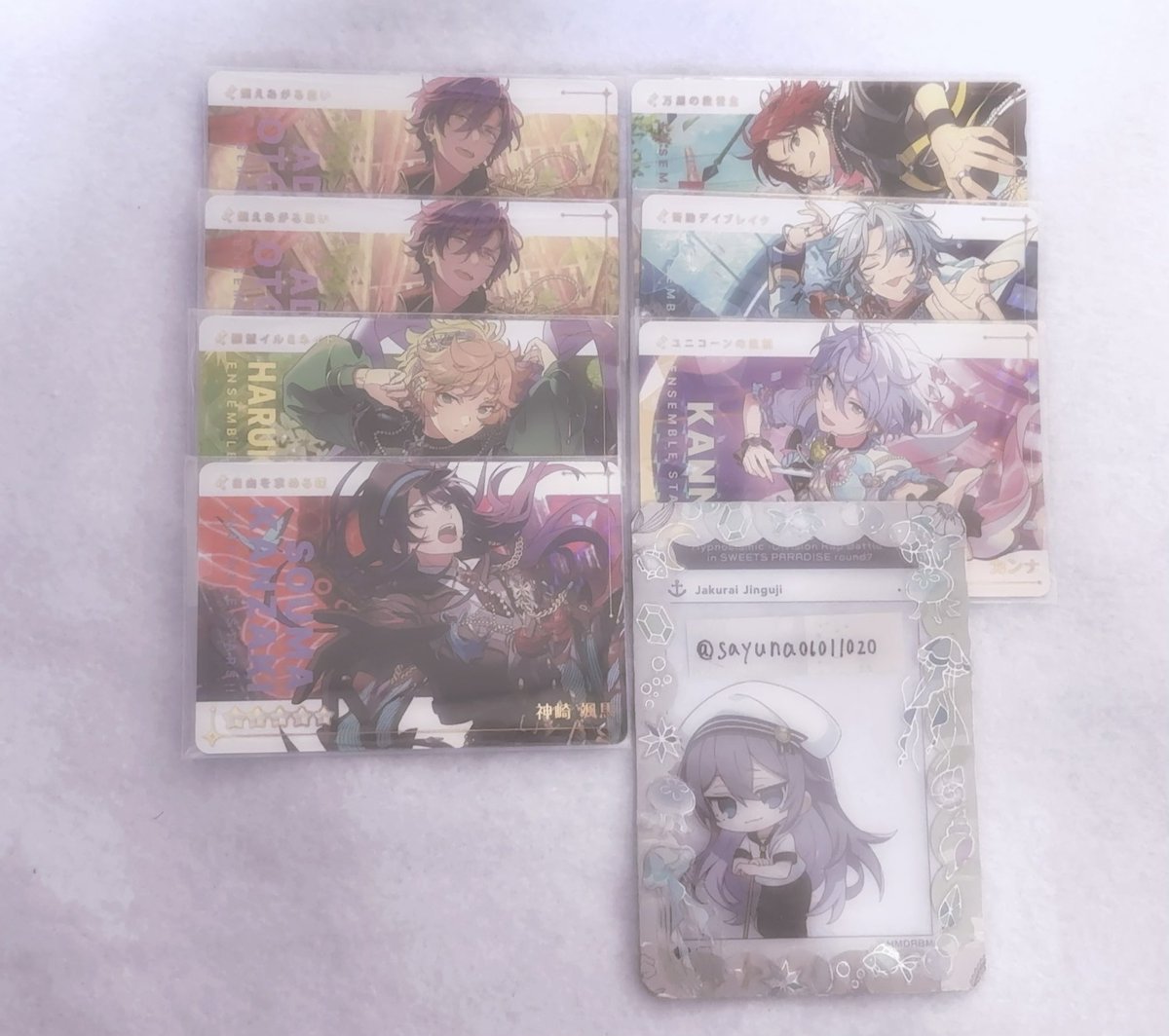 sayuna06011020's tweet photo. 【交換】 あんスタ カードダス

譲⇒R アドニス2 宙 颯馬 真緒 維吹 カンナ

N  真 宗 一彩 ライカ カンナ マヨイ 宙 紅郎2 ユメ2  北斗2 颯馬2 凪砂2 つむぎ2 敬人3

求⇒日和

郵送希望です📮⟡.·

検索からでもお気軽にお声がけください🌷.* https://t.co/5r2CsxCvrh