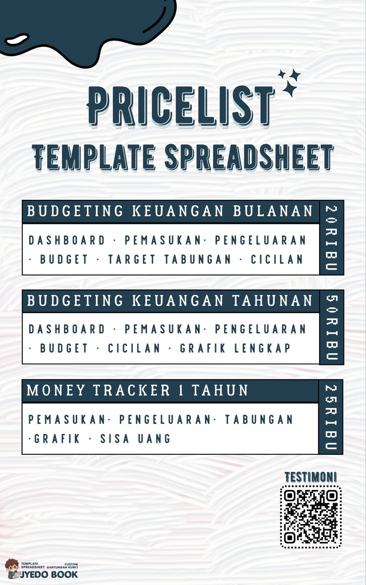 ajayyedobook's tweet photo. langsungg ajaa order template keperluan kamu!! ada untuk budgeting keuangan, umkm tracker, money tracker, wedding planner, invoice dll. 

#zonauang #zonajajan #jokitugas #jokitugasmurah #jokippt #jokiexcel #bealanja #templatespreadsheet #admin #excel #umkm https://t.co/WT9dMRGwU4