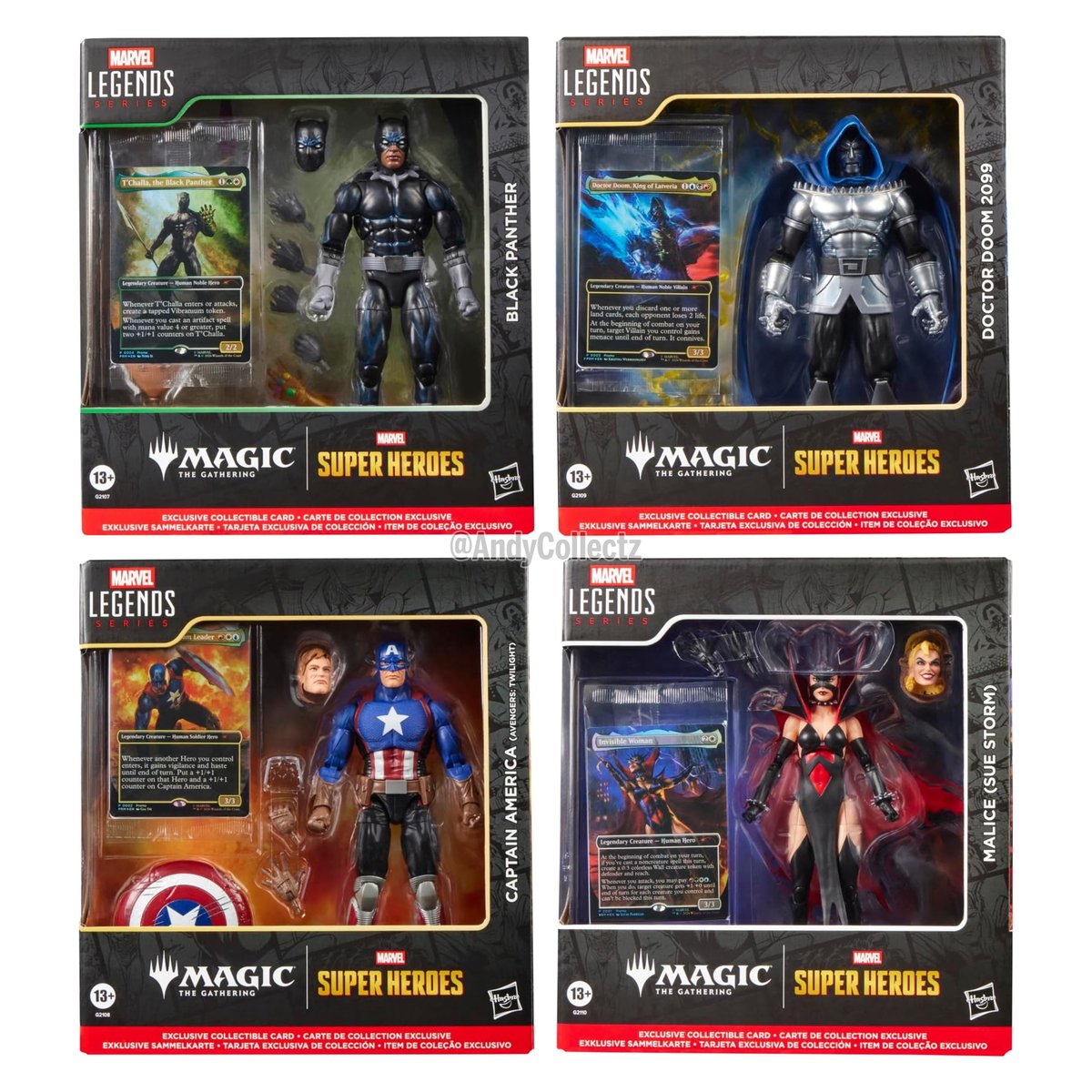 AndyCollectz's tweet photo. Marvel Legends Series MTG Figure and Promo Card Bundles are shipping out at Amazon!

Black Panther (AMZ Exclusive)
https://t.co/V6N4JAcU6q
Doctor Doom 2099
https://t.co/wBMSAwv7LH
Captain America
https://t.co/9pYjlOGe8B
Malice (Sue Storm)
https://t.co/jLNGAaiDMD

S&S by Amazon #ad