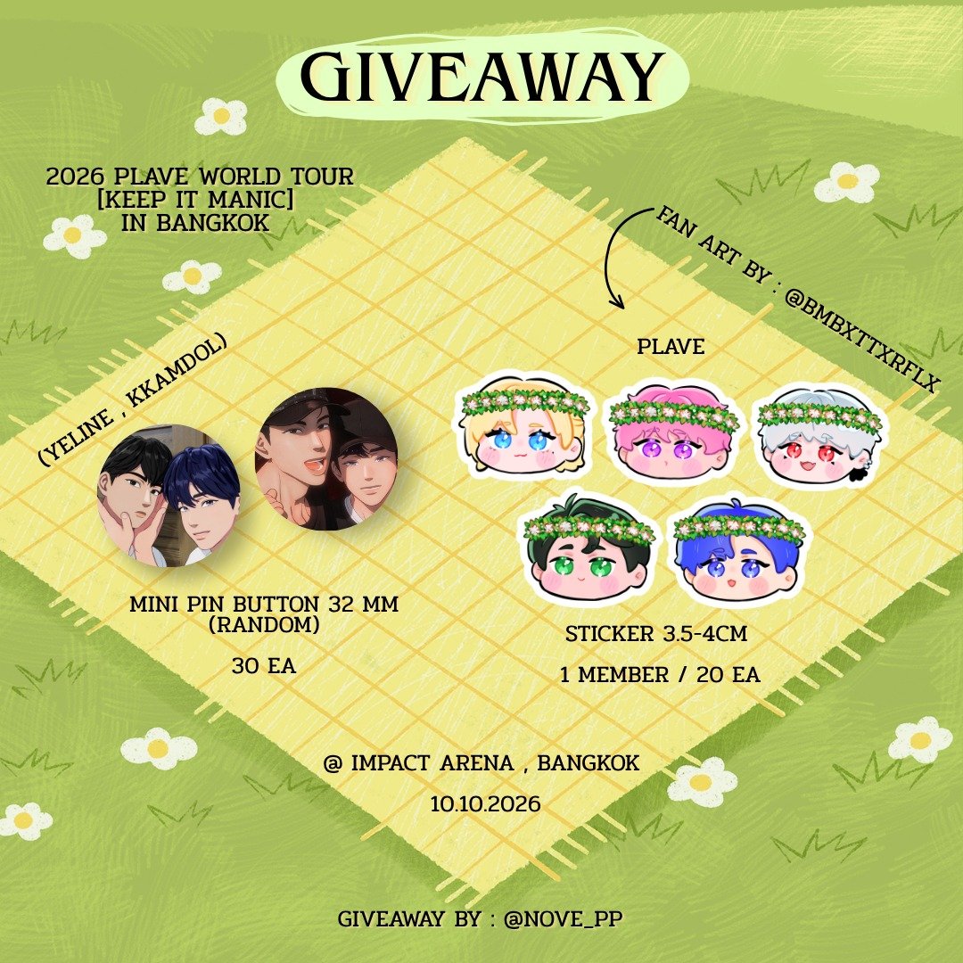 nove_pp's tweet photo. pls kindly rt  

°.♡┈∘*∘┈♡.° GIVEAWAY °.♡┈∘*∘┈♡.° 

PLLIs . Yeline . Kkamdol  🖤💙

📍Impact Arena 
🗓 10.10.2026 
time : tba   

*rt + show this tw*  

#PLLIมาแจก
 #KEEP_IT_MANIC_in_Bangkok
 #2026_PLAVE_World_Tour_in_Bangkok https://t.co/CudlxjwMx0