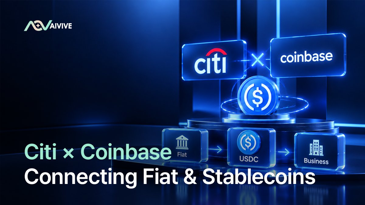 aiviveapp's tweet photo. Stablecoins are moving closer to everyday payments.

Citi and Coinbase are expanding their collaboration to connect traditional banking infrastructure with stablecoin payments for businesses.

#Crypto #Stablecoins #Blockchain #Web3 #DigitalAssets https://t.co/cFtYdL3pGs