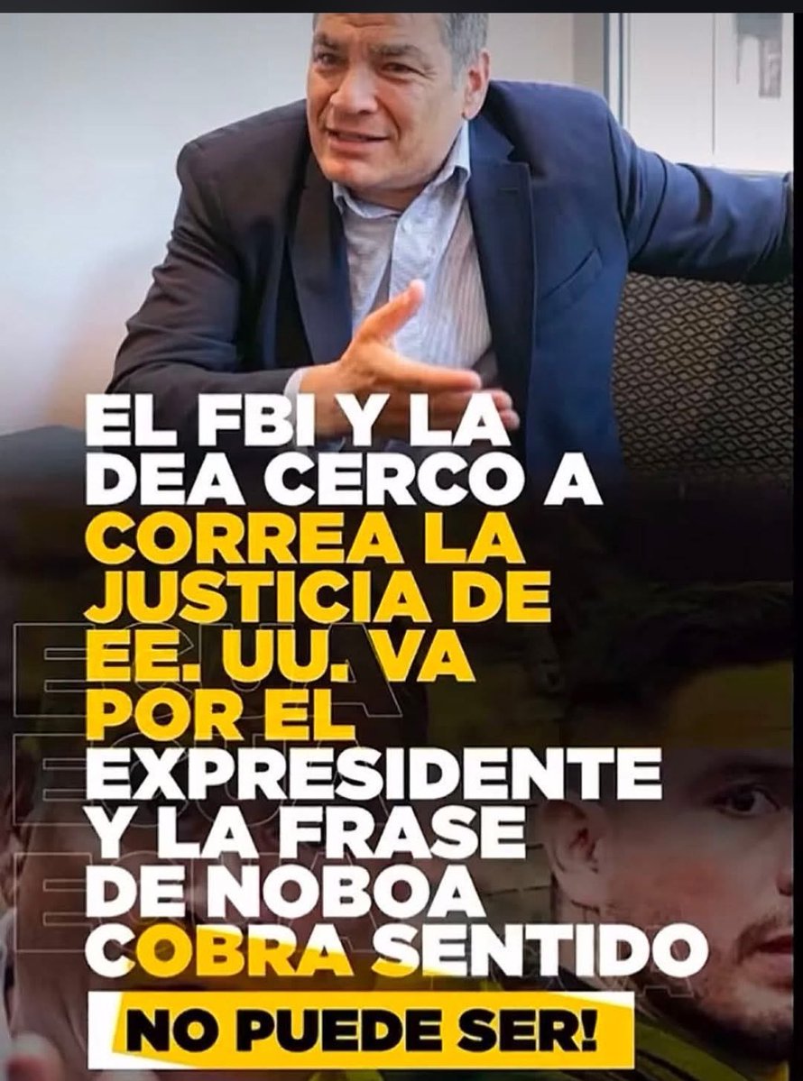 Ignacio43468415's tweet photo. LO DICHO ES UN HECHO. 

LA INTERPOL, el FBI  y la DEA tras los pasos del prófugo y sentenciado @MashiRafael . Tiene sus horas contadas, el tiempo de su buena vida y de DESESTABILIZAR AL ECUADOR YA TERMINA.
PRONTO REINARÁ LA PAZ Y TRANQUILIDAD EN NUESTRAS FAMILIAS DE TODO EL 🇪🇨 . https://t.co/99xxecGB0Y