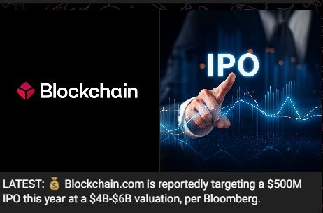 🚨 <https://t.co/2J7q8GiFbS> EYES A $500M IPO: IS THE CRYPTO LISTING WINDOW REOPENING? 💰🪟

Per @​business (Bloomberg, citing people familiar), @​Blockchain is