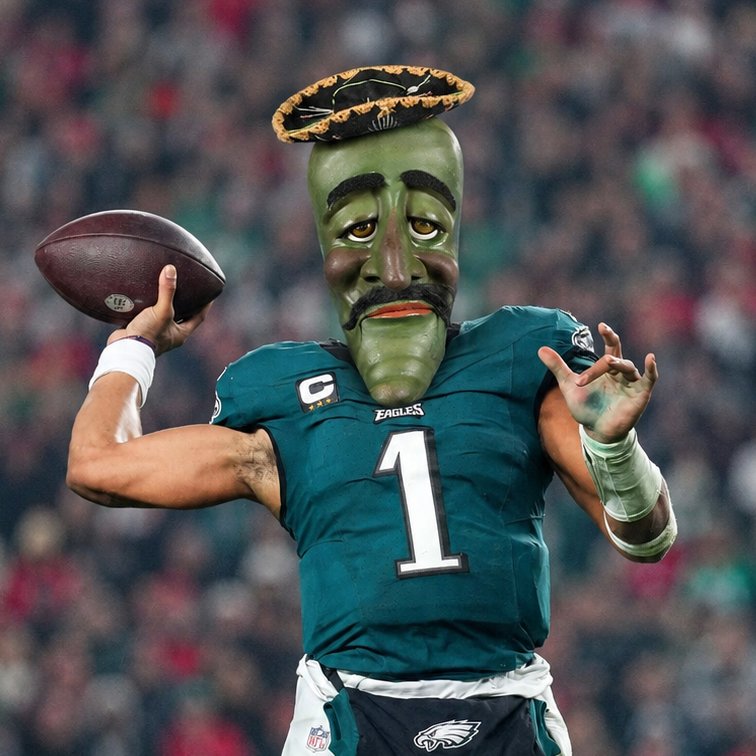 ghetto_gronk's tweet photo. Jalen Hurts when he actually has to throw instead of having a bunch of fat dudes touch his butt https://t.co/N6QN1hJAgD