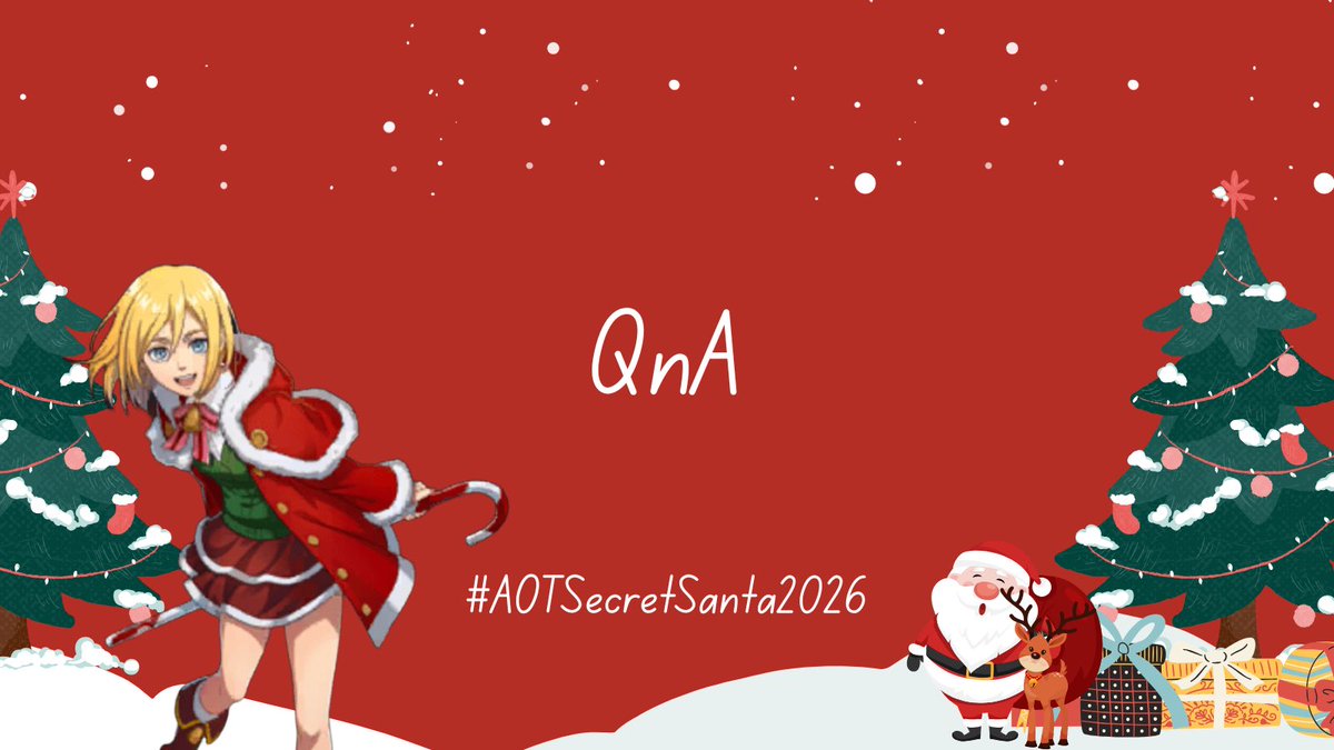 aotsecretsanta's tweet photo. [QnA]

Pertanyaan anonim mengenai event ini akan admin jawab di thread ini yaa~ ☺️

#AOTSecretSanta2026
#AttackOnTitan https://t.co/60fy0eXAZh