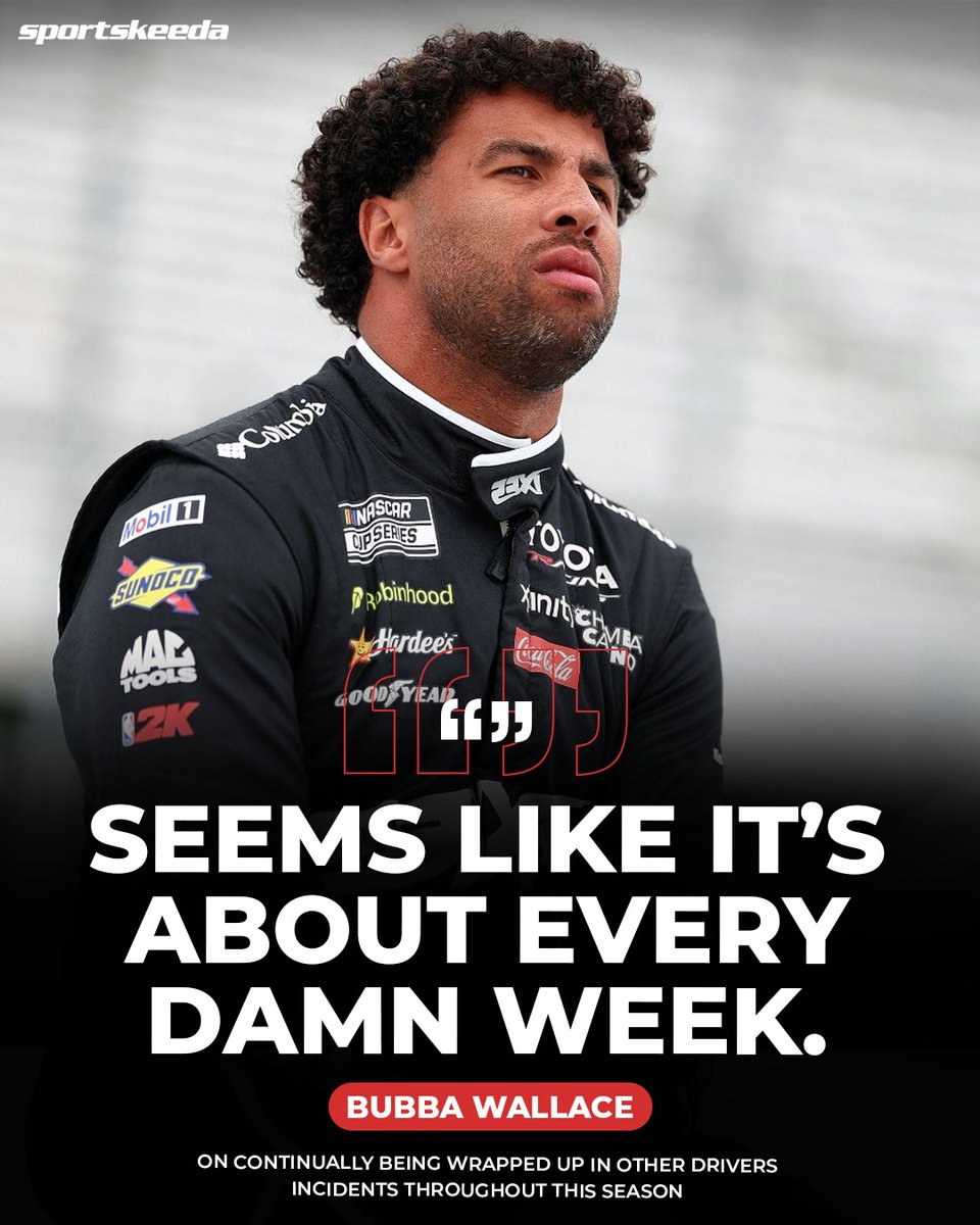 NASCARatSK's tweet photo. Bubba Wallace is FRUSTRATED after continually getting caught up in other drivers’ incidents this season 😤🏁🔥
#NASCAR #BubbaWallace https://t.co/MFnqR3ypwR
