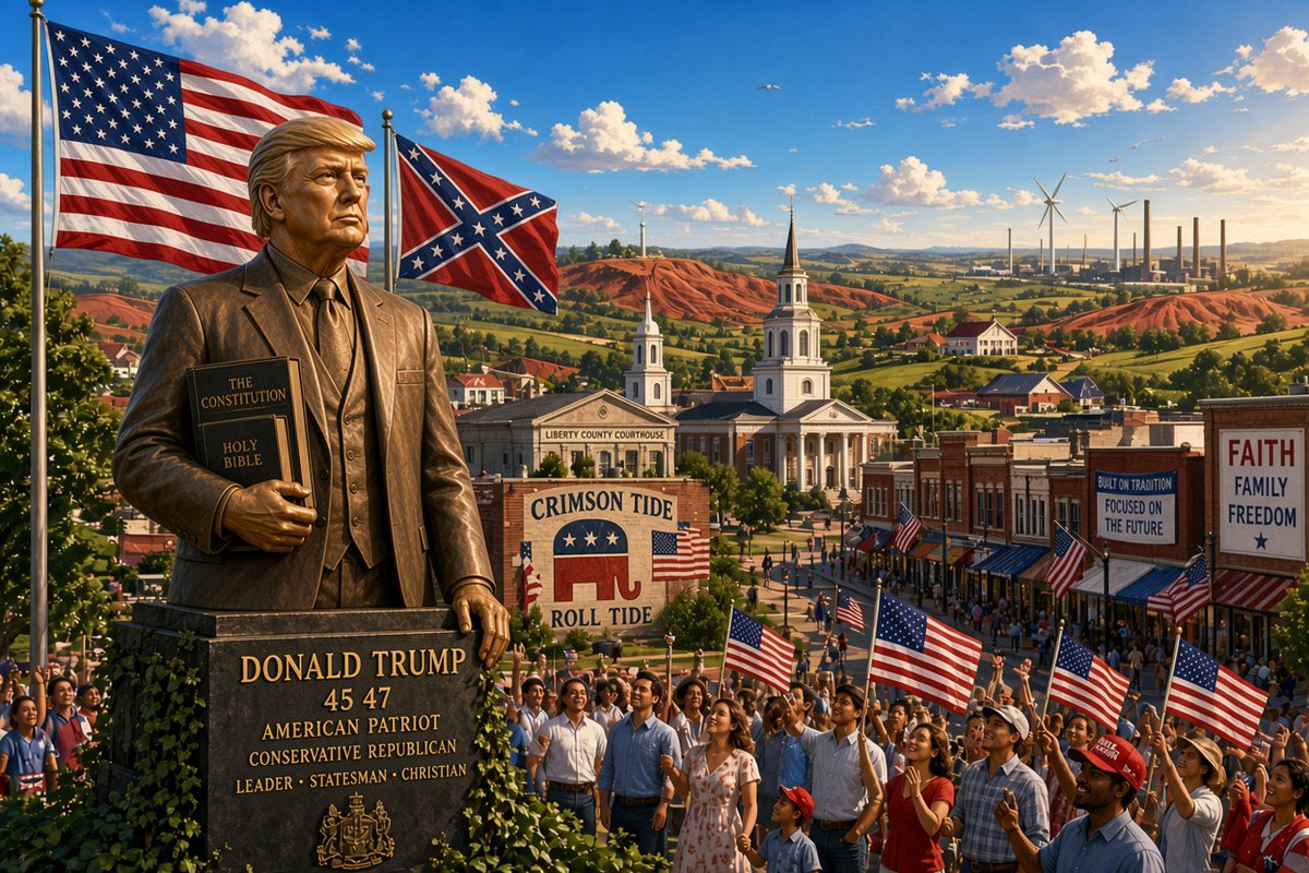 AlabamaZoomer24's tweet photo. “Create an image of what America would look like if I was in charge” 
I fear this might be the most based thing I’ve ever seen in my life https://t.co/NvVDqece0i