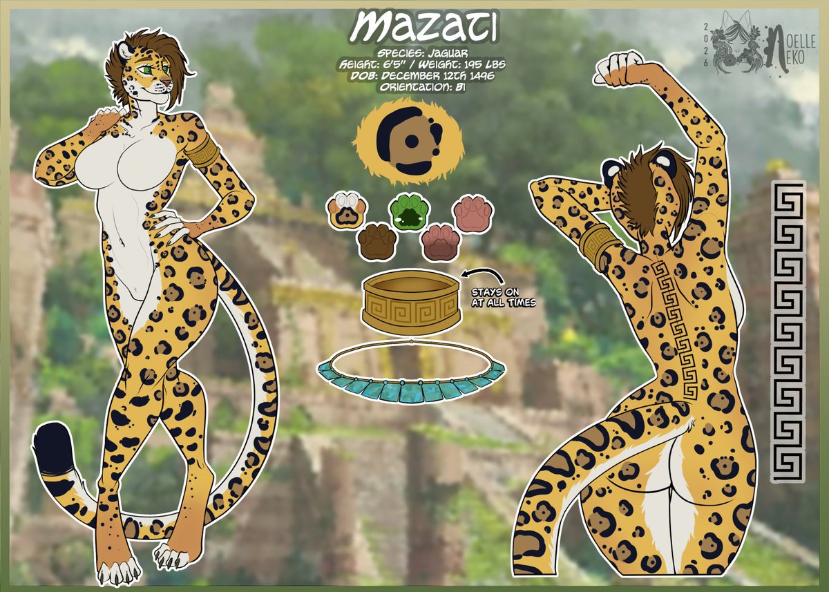 Stormagedon130's tweet photo. Got a ref done finally of my jaguar lady. Meet Mazati everyone :3

Art by @noelleneko https://t.co/S4m8uuIidS