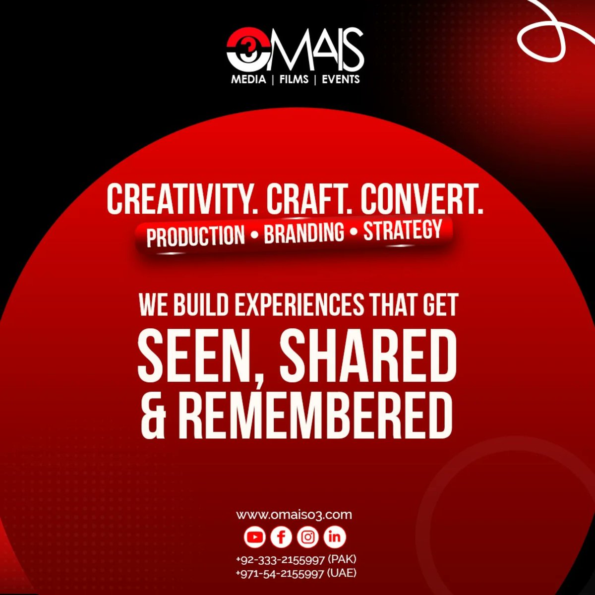 EleanoraFlsa's tweet photo. Crafting unforgettable experiences! O3 unites creativity, craftsmanship, and strategy to create branded productions that get seen, shared, and remembered. Contact us in Pakistan or the UAE. https://t.co/HMpGDXzglC